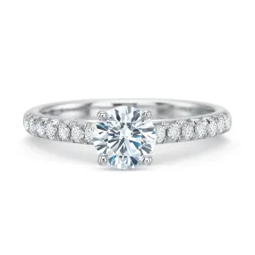 Classic Diamond Four Prong Engagement Ring with Diamond Band