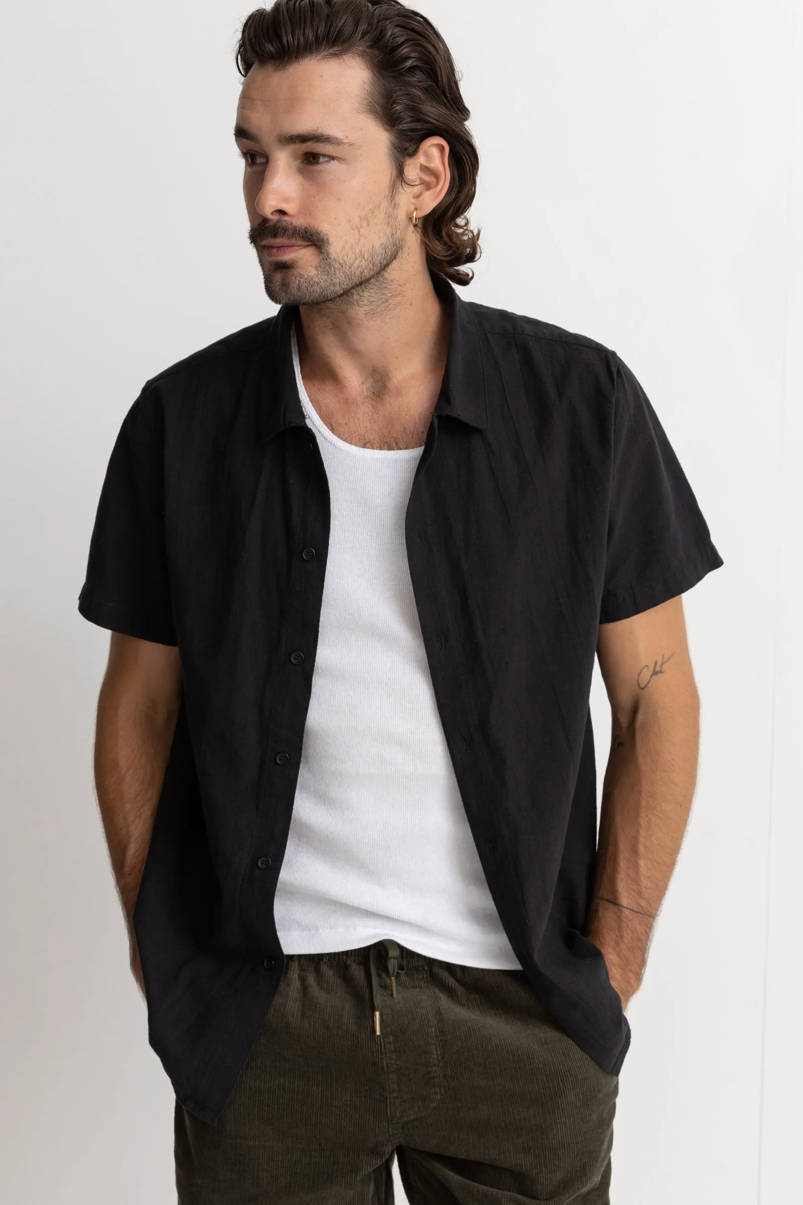 Classic Linen Ss Shirt Vintage Black