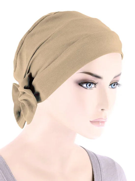 Cloche Bow Cap Beige