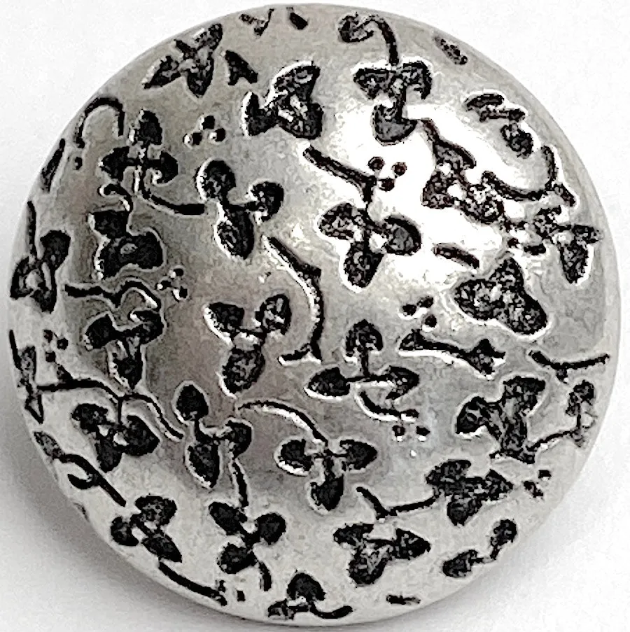 Clover Field Button, 5/8" Silver from JHB/Spain, Metal with Shank Back #FJ-143