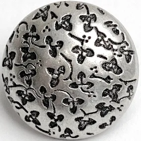 Clover Field Button, 5/8" Silver from JHB/Spain, Metal with Shank Back #FJ-143