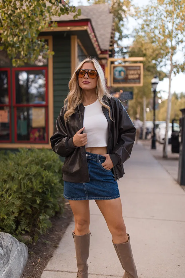 Colder Days Oversized Faux Leather Bomber Jacket