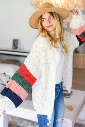 Color Block Open Front Cardigan