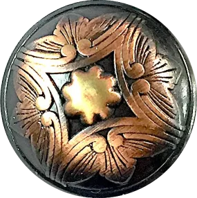 Copper 'Santa Barbara' Domed Carved Leaf, 11/16" Smaller Size, Shank Back #SK2065