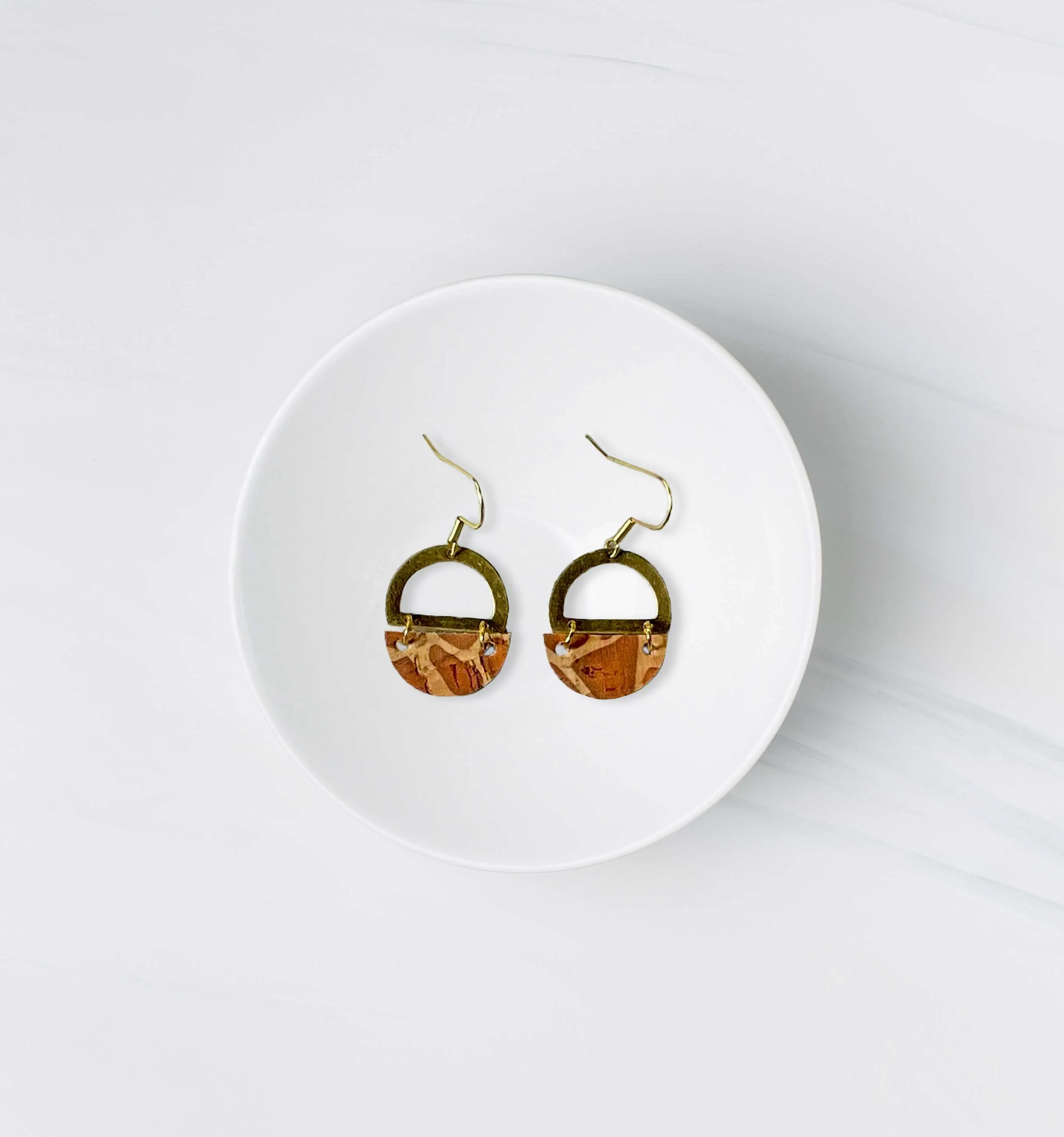 Cork & Brass Circles Earrings