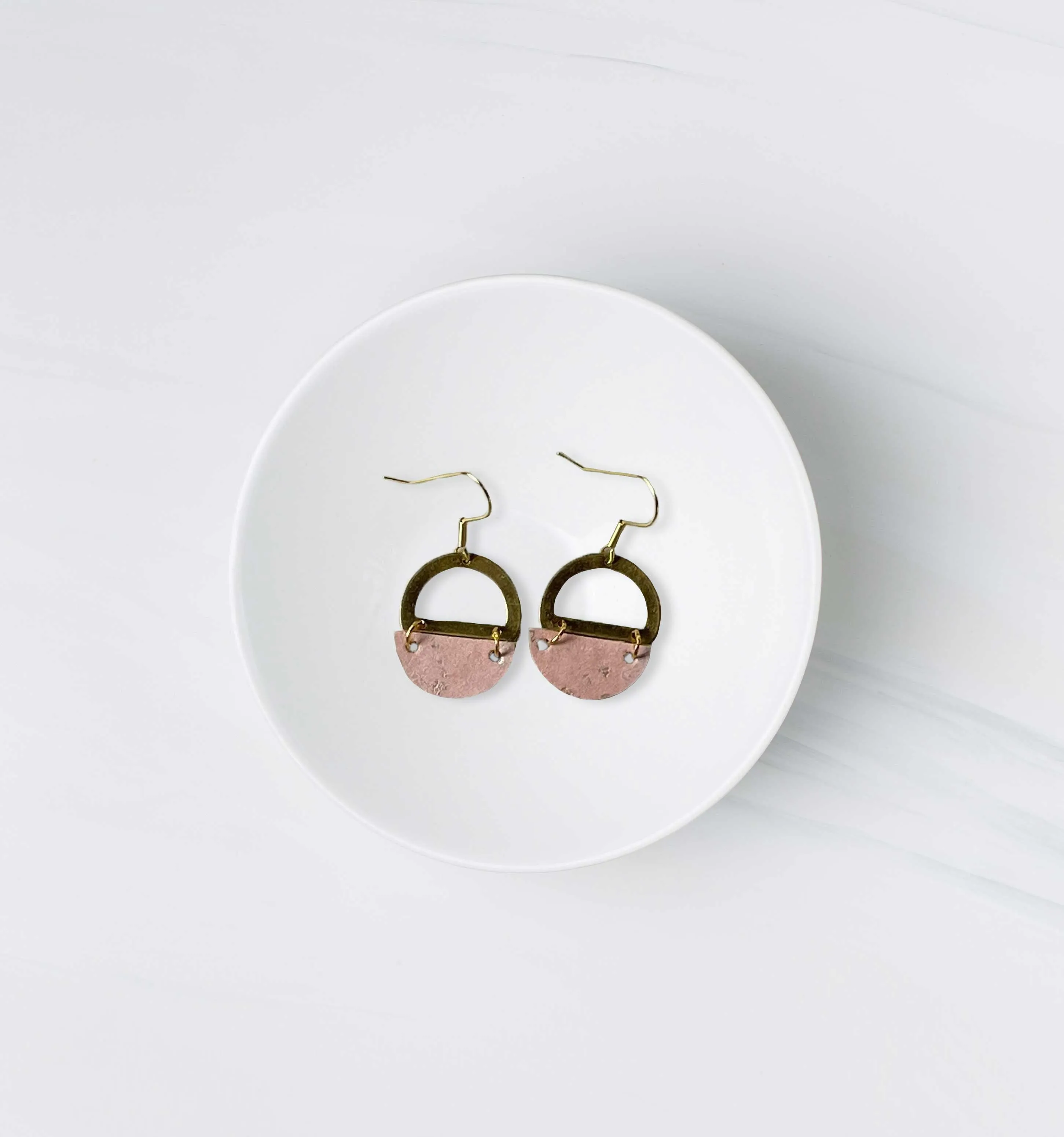 Cork & Brass Circles Earrings