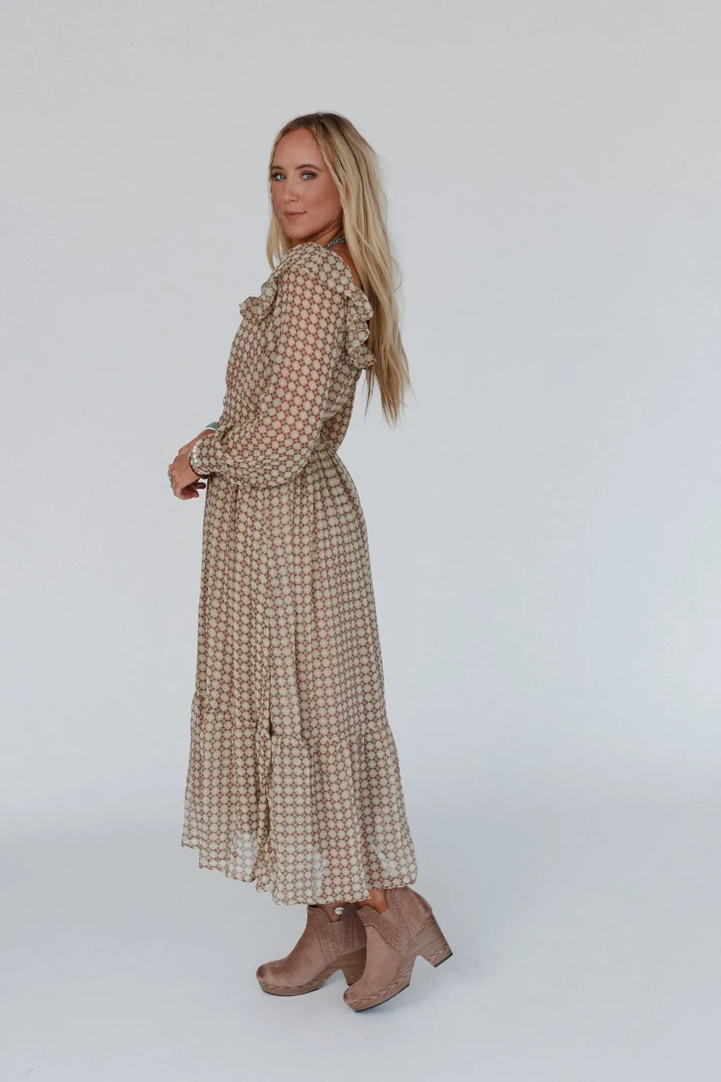 Country Lane Maxi Dress - Brown