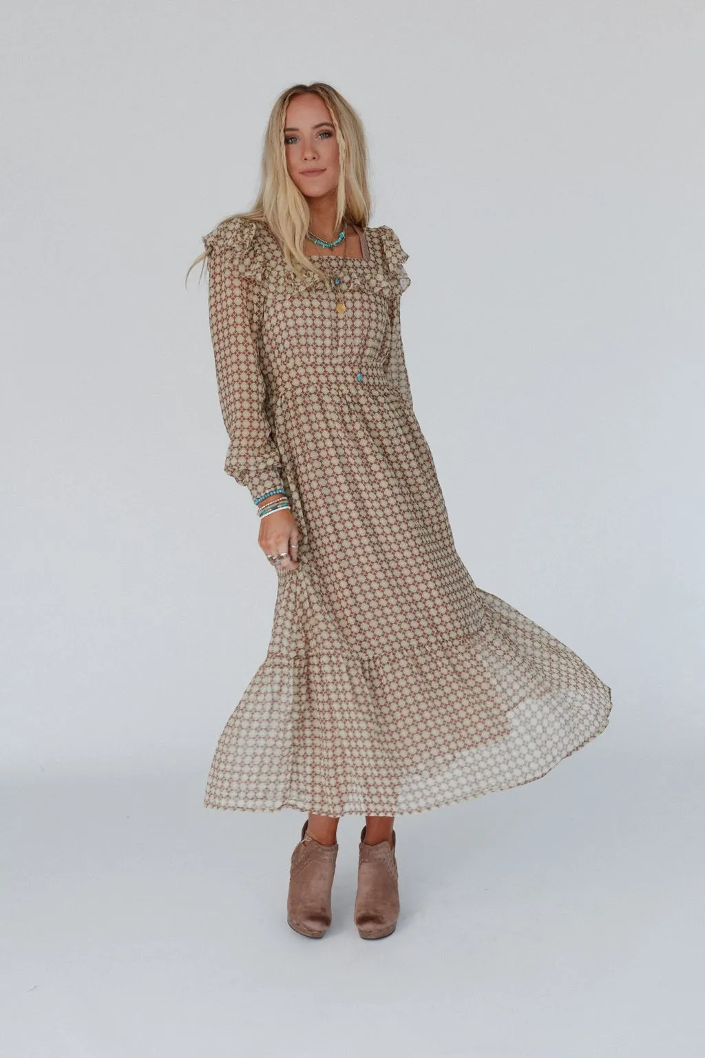 Country Lane Maxi Dress - Brown