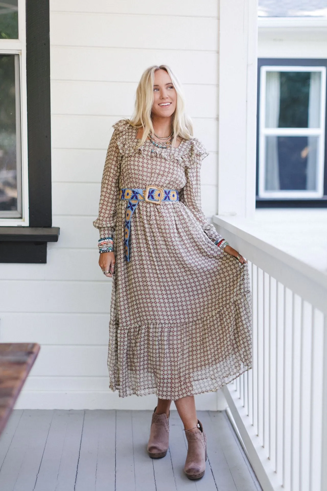 Country Lane Maxi Dress - Brown