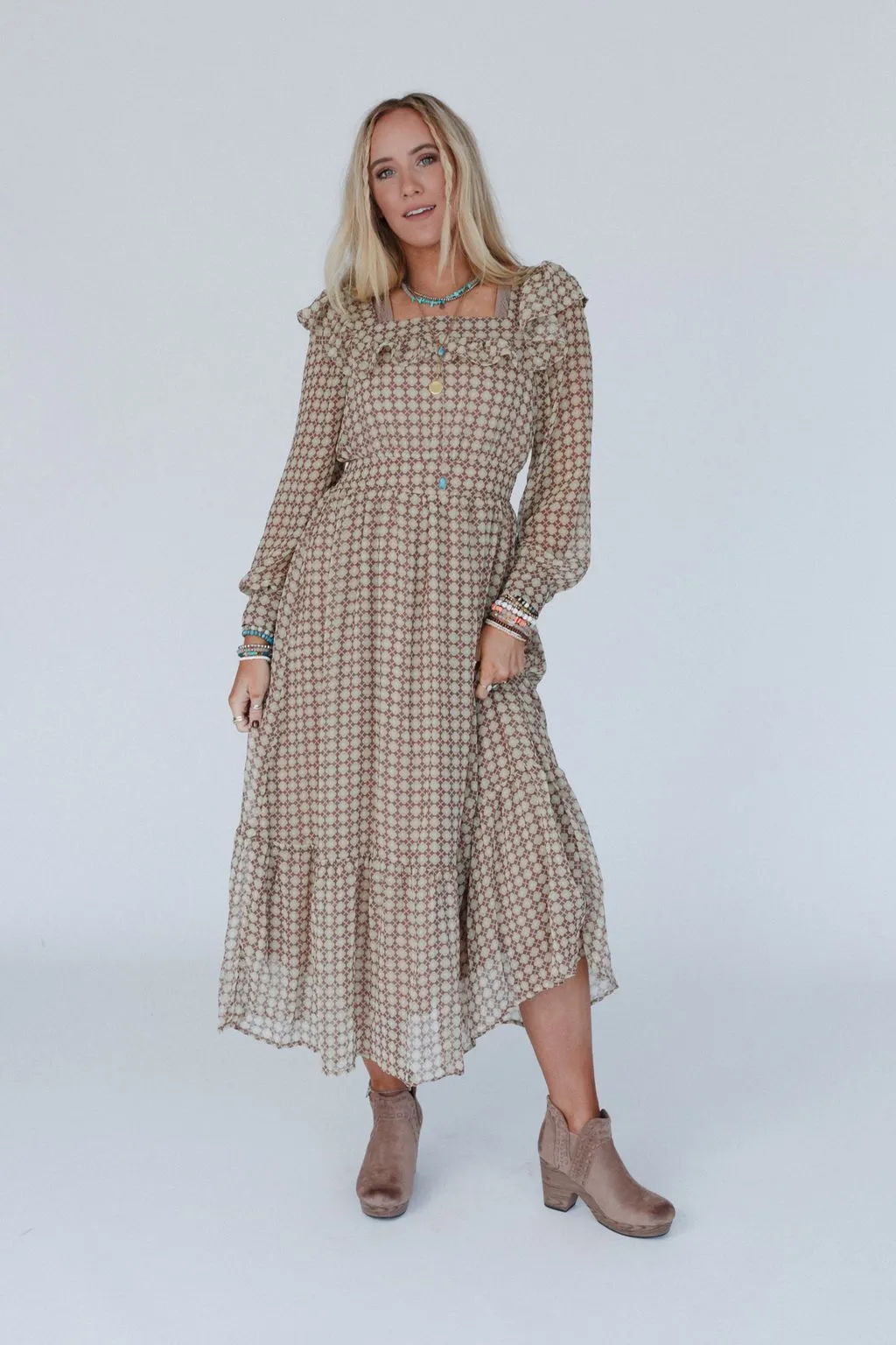 Country Lane Maxi Dress - Brown