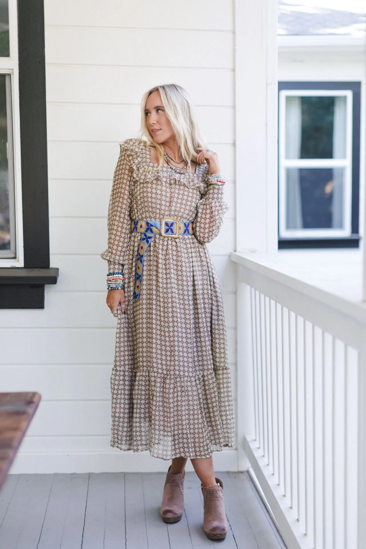 Country Lane Maxi Dress - Brown