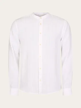 Custom fit linen stand collar shirt - Bright White