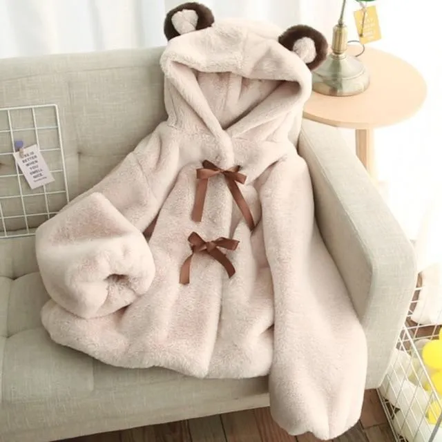 Cute Teddy Bear Hooded Jacket With Ear