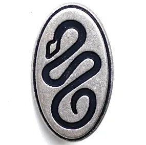 DEEPER SALE Snake, Southwest Style Oval Shank Back Metal Button, Silver/Black 1"x 5/8",  #SWC-96   Just 80¢ each