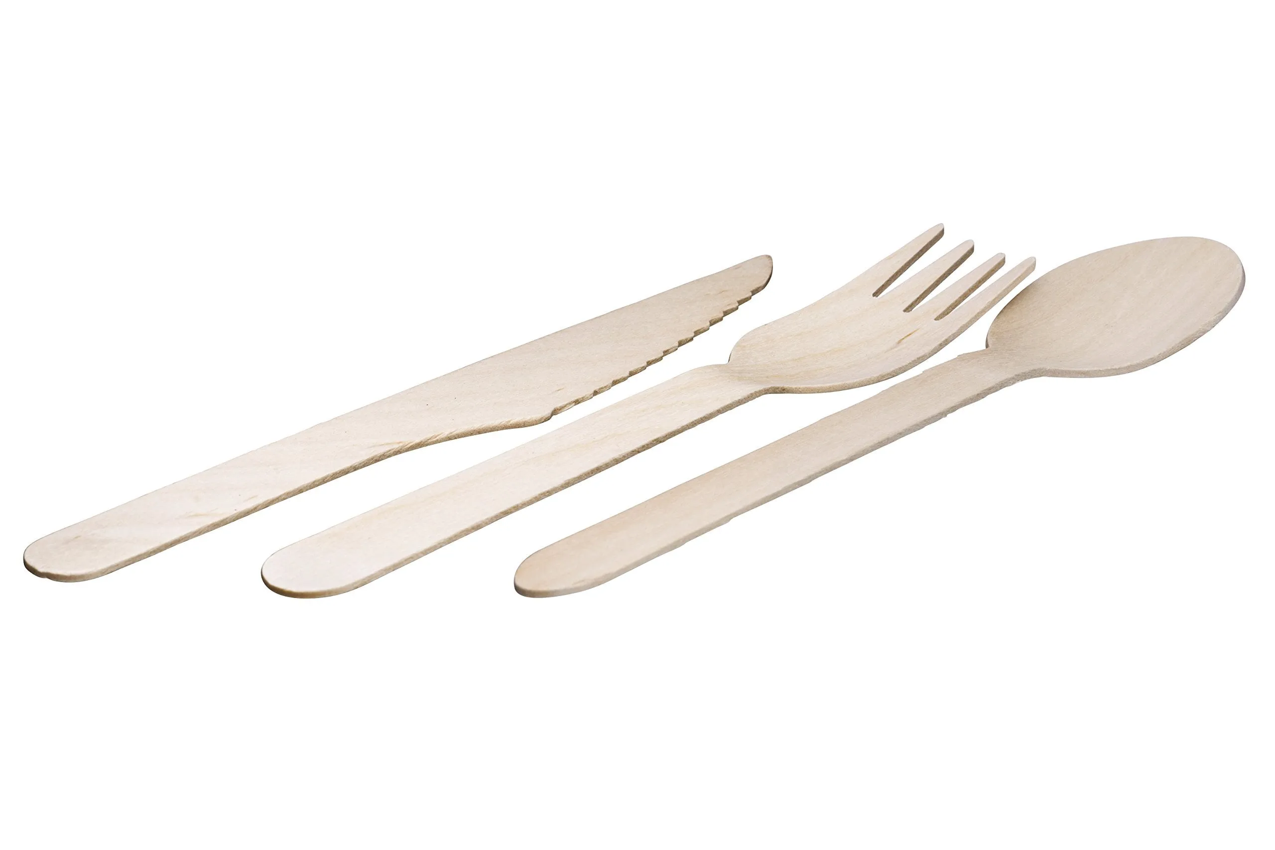 Disposable Eco-Friendly Biodegradable Wooden Cutlery, 250 Set,