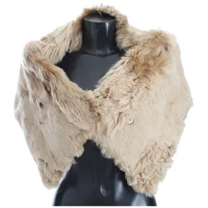 Dolce & Gabbana Elegant Alpaca Fur Shoulder Wrap in Beige