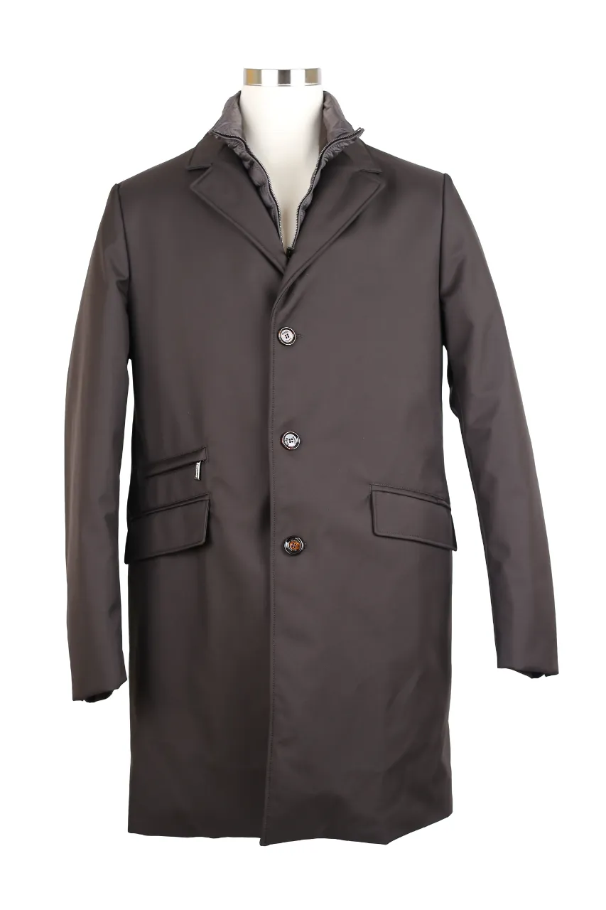 Down Filled Dress Coat Jacket w/ Removable Bib