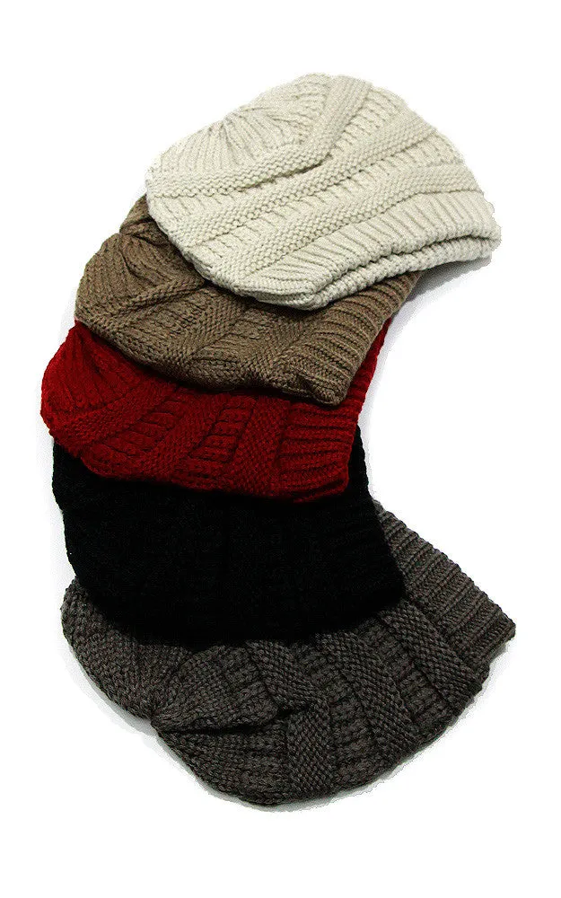 EAHT8526 Black Stripe Knitted Beanie Hat