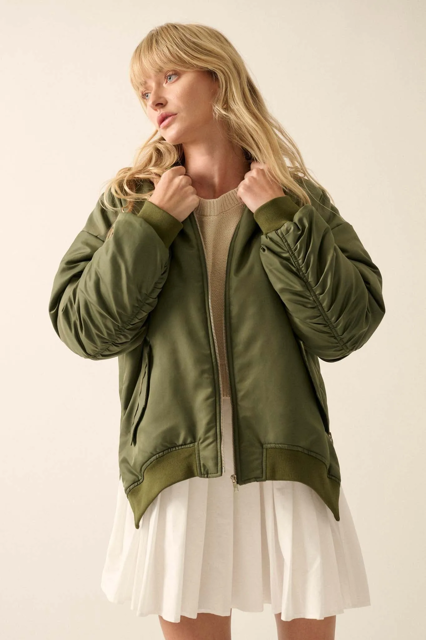 Echo Niner Oversized Side-Zip Bomber Jacket