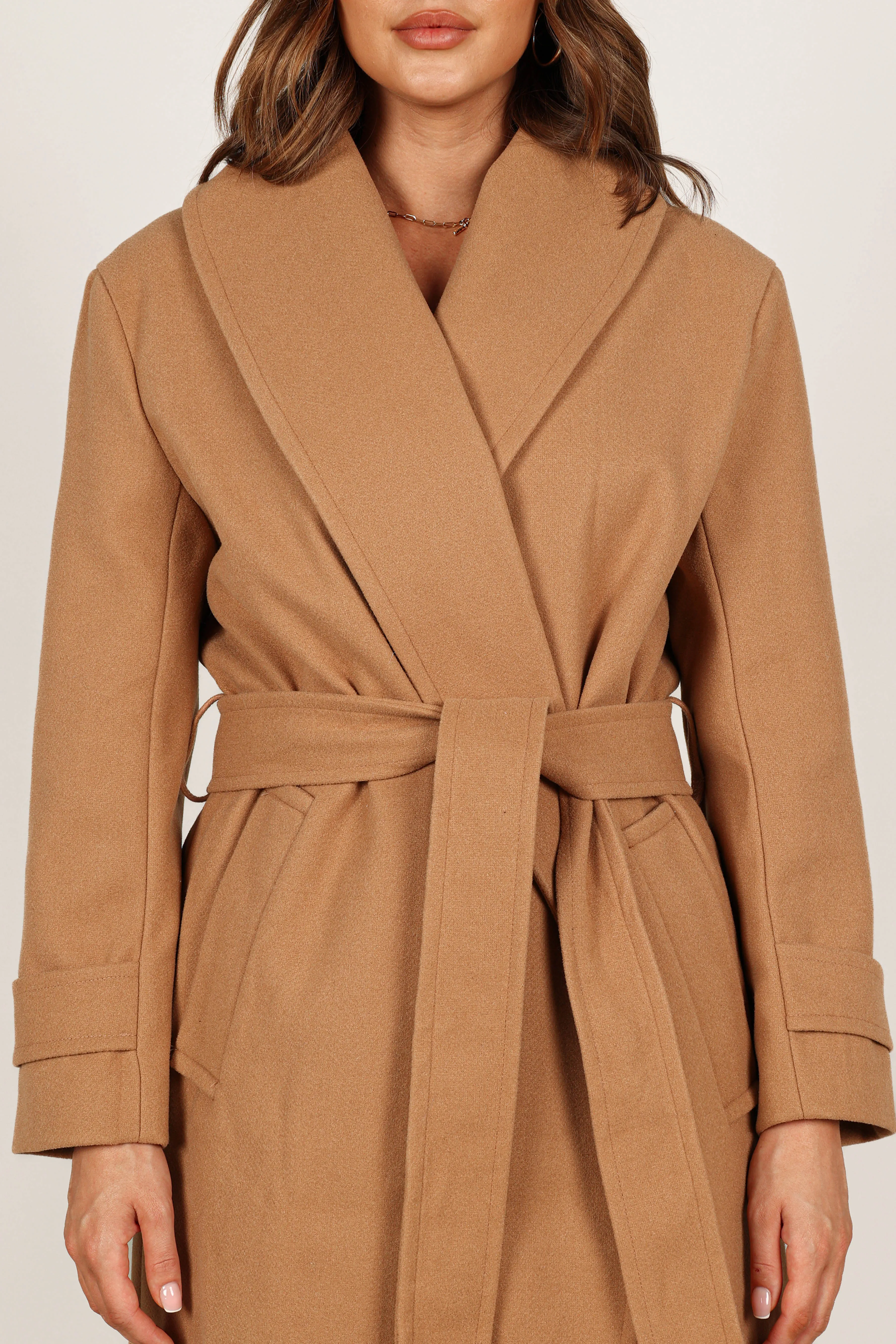 Emersyn Tie Front Coat - Camel