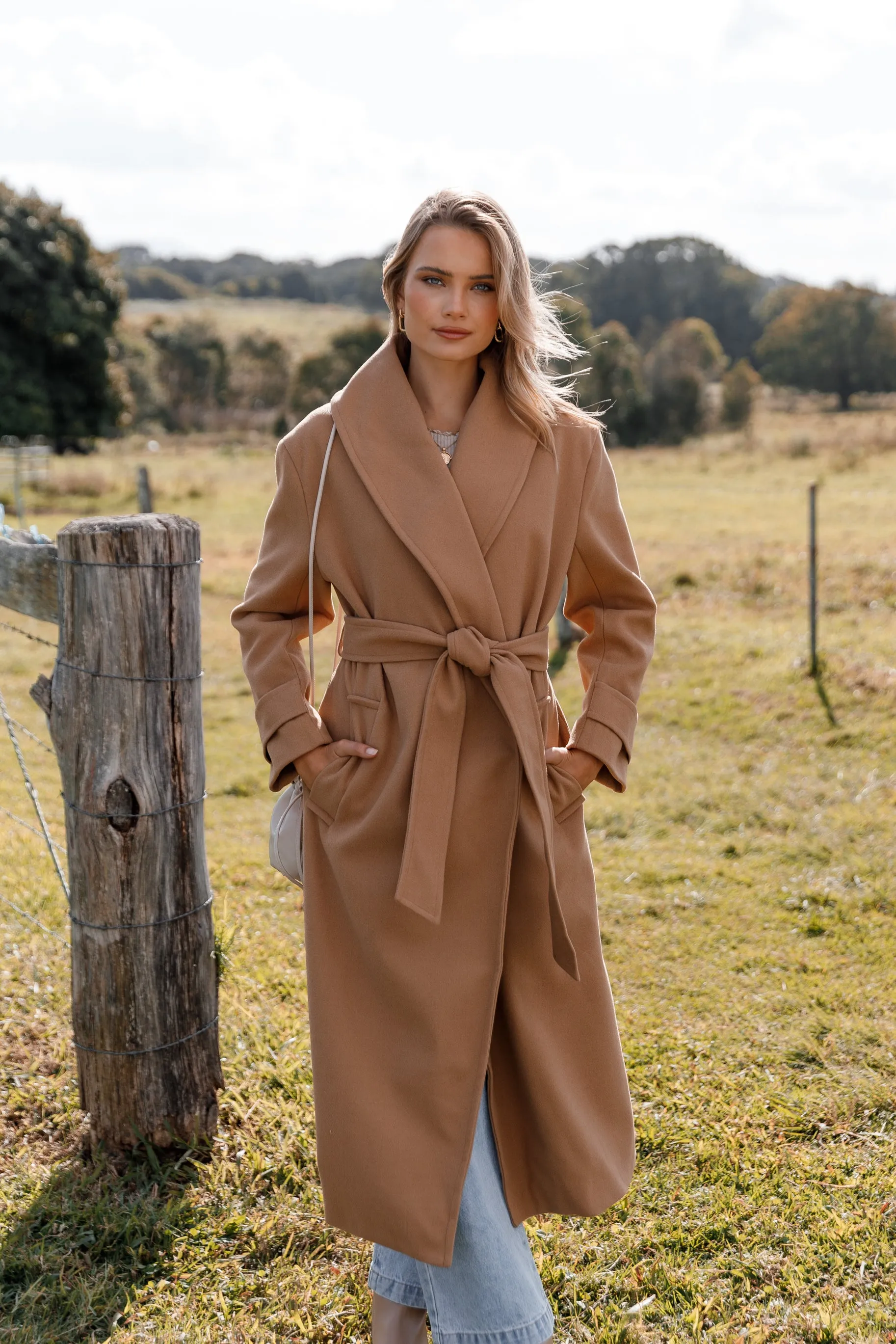 Emersyn Tie Front Coat - Camel