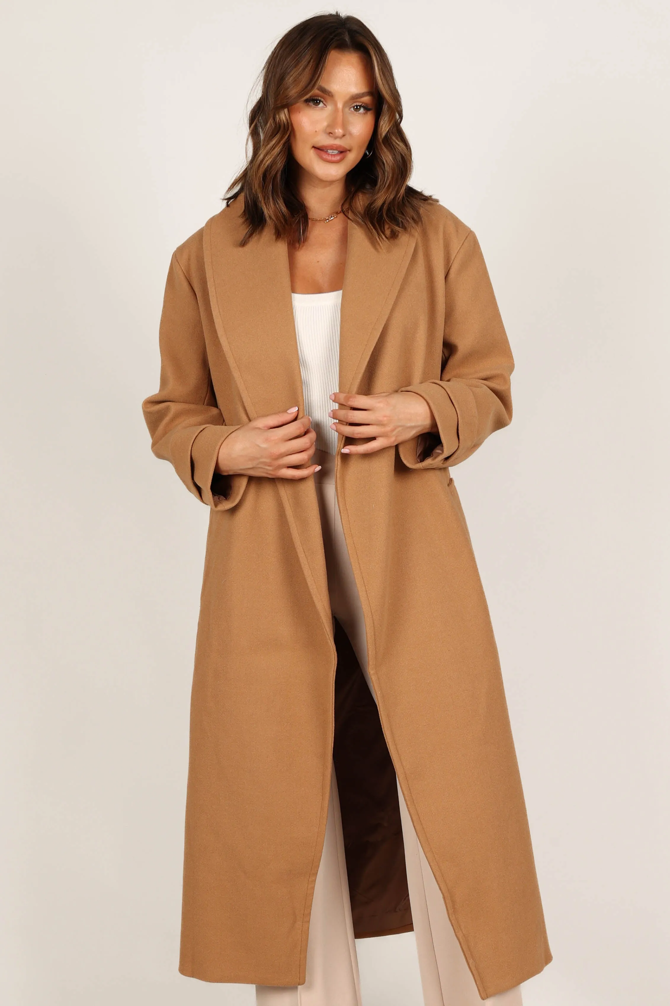 Emersyn Tie Front Coat - Camel