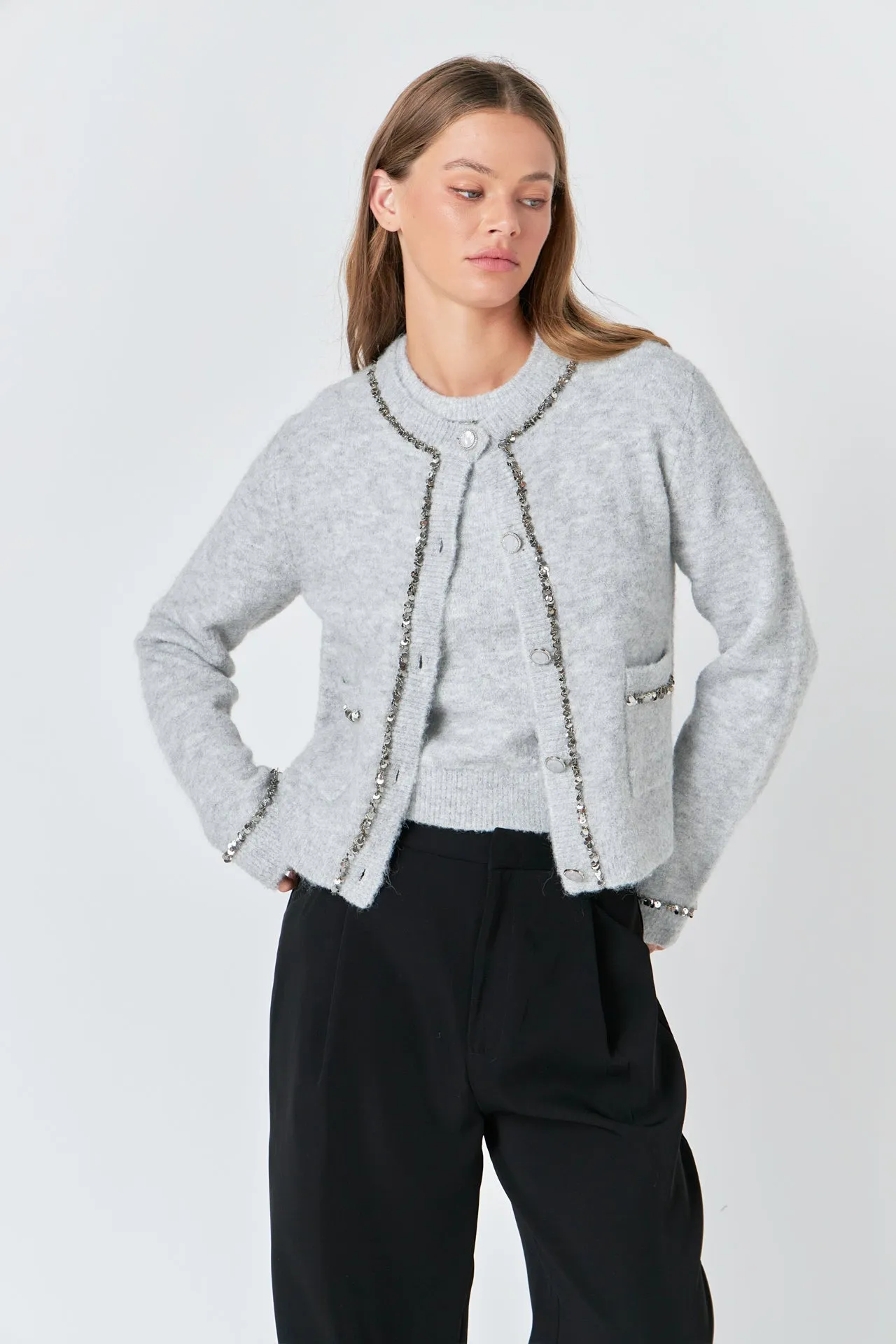 Endless Rose - Sequins Trim Cardigan