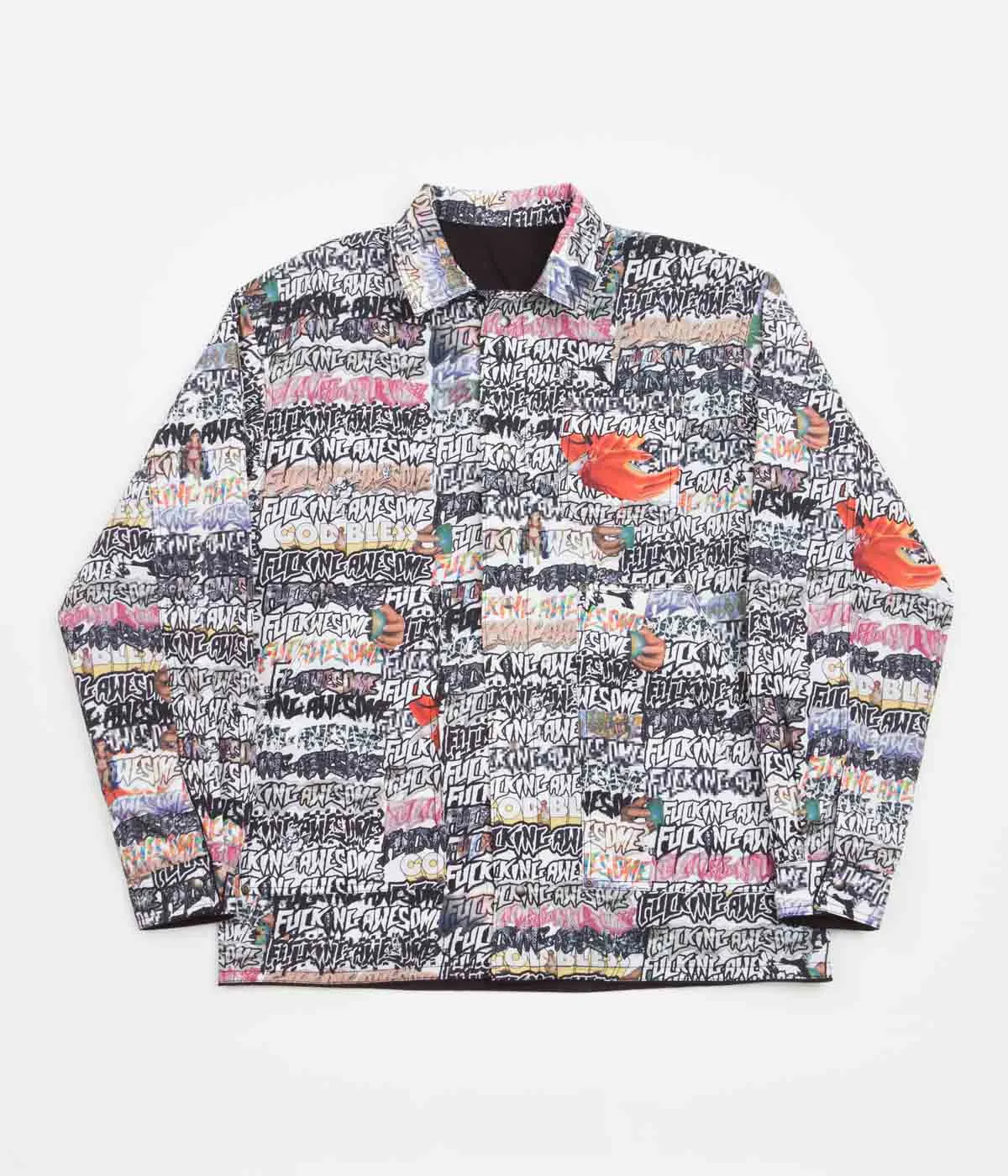 Fucking Awesome Reversible Denim Chore Jacket - Black / All Over Print