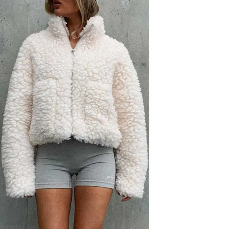 Furry Cropped Teddy Jacket