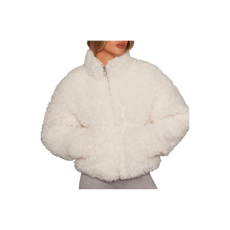 Furry Cropped Teddy Jacket