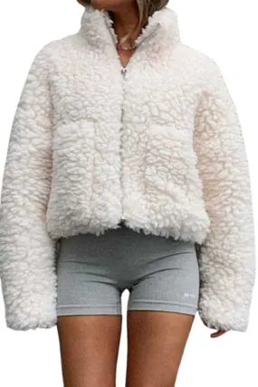 Furry Cropped Teddy Jacket