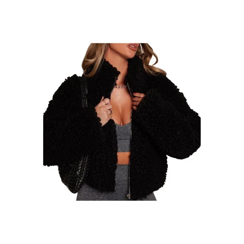 Furry Cropped Teddy Jacket