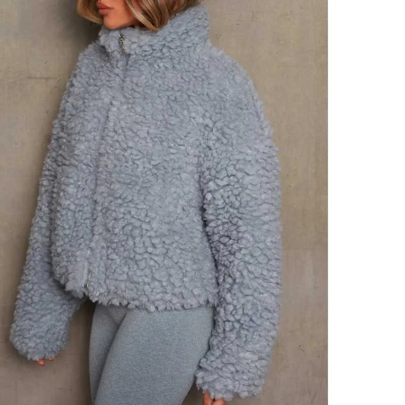 Furry Cropped Teddy Jacket