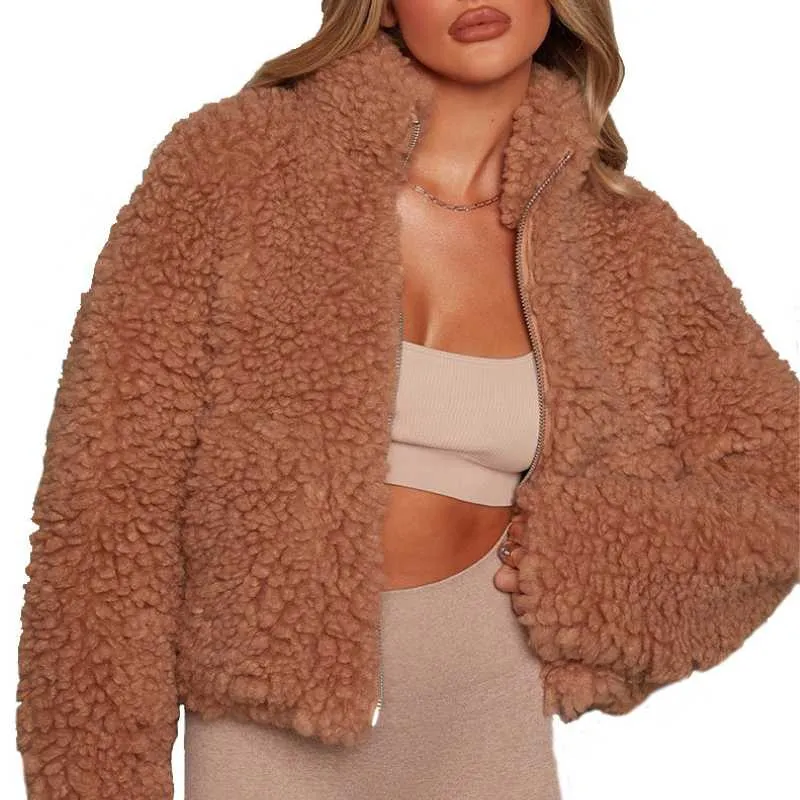 Furry Cropped Teddy Jacket