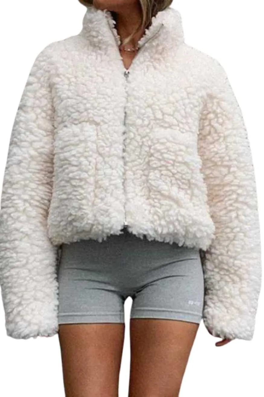 Furry Cropped Teddy Jacket