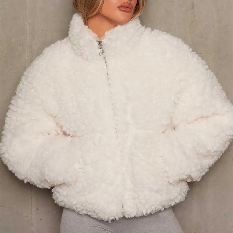 Furry Cropped Teddy Jacket