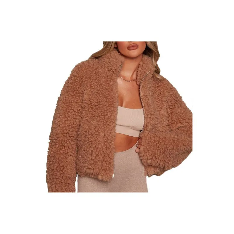 Furry Cropped Teddy Jacket