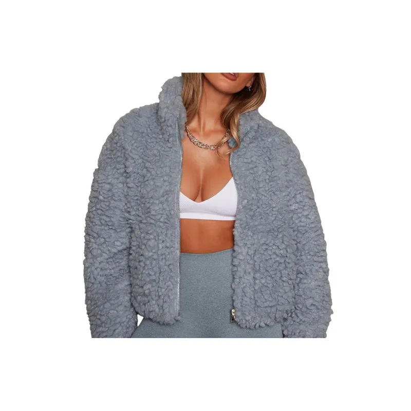 Furry Cropped Teddy Jacket