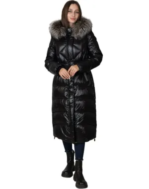 Genuine Silver Fox Fur Trim Down Fill Coat