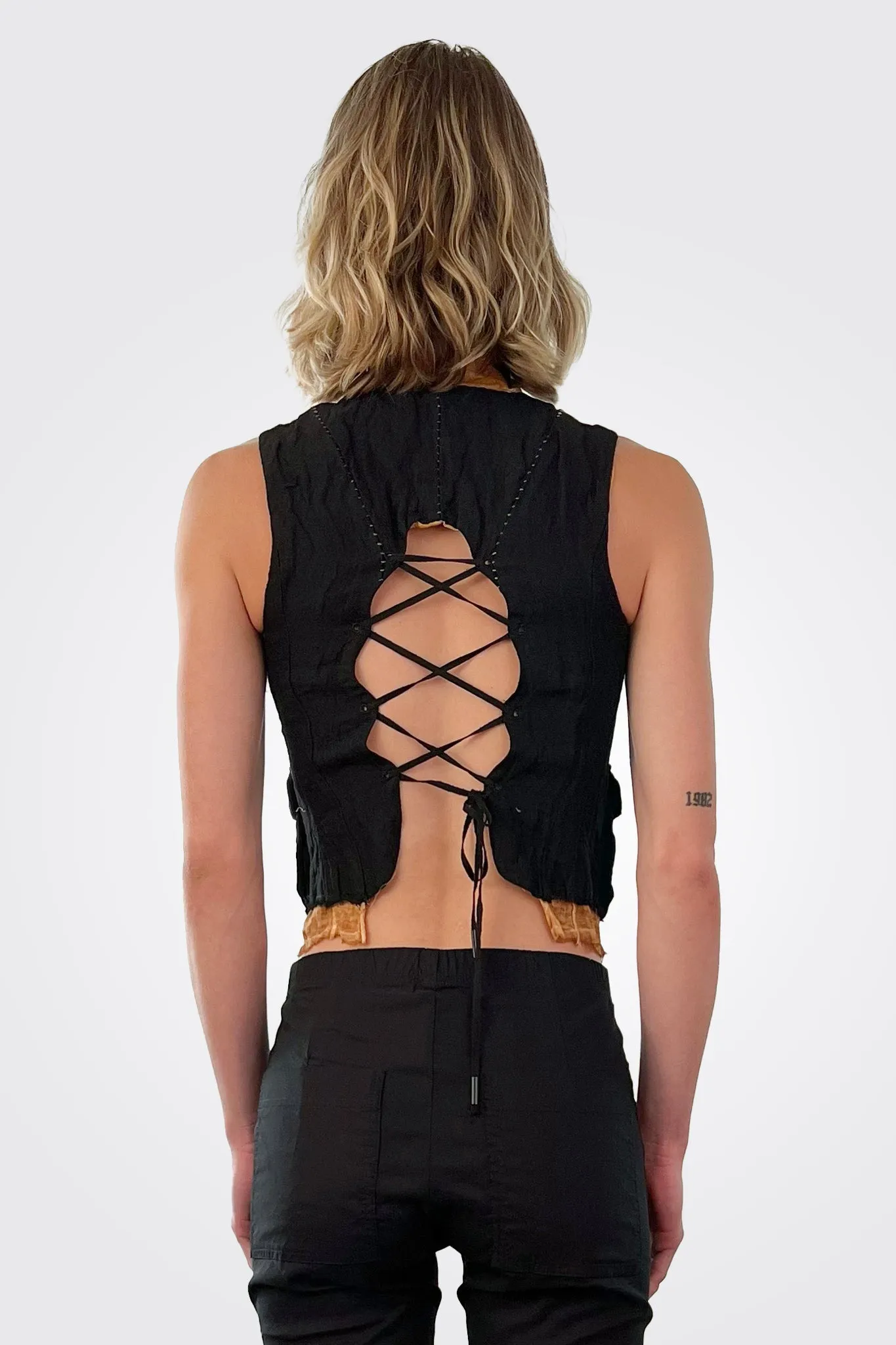 Gilet Laced Back Vest - Black