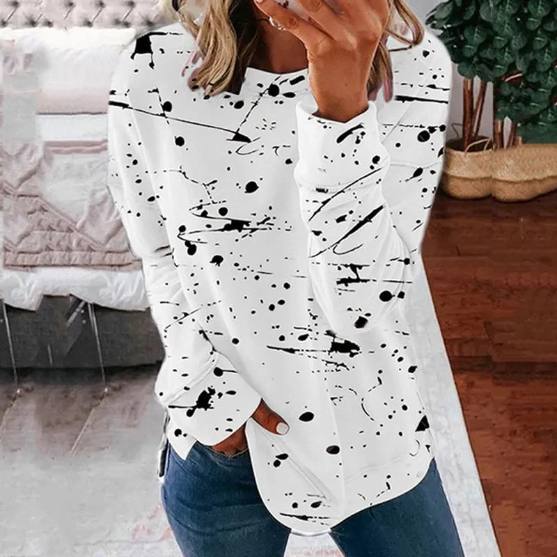 Graffiti printed loose sweater