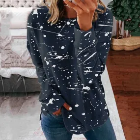 Graffiti printed loose sweater