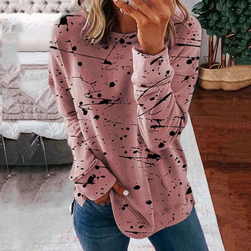 Graffiti printed loose sweater