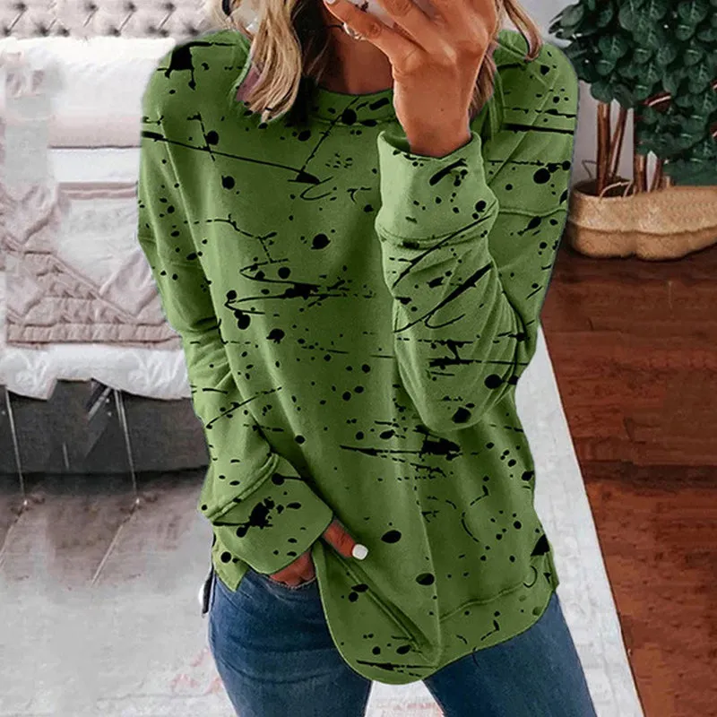 Graffiti printed loose sweater