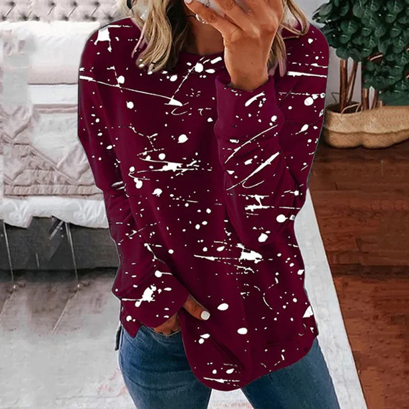 Graffiti printed loose sweater