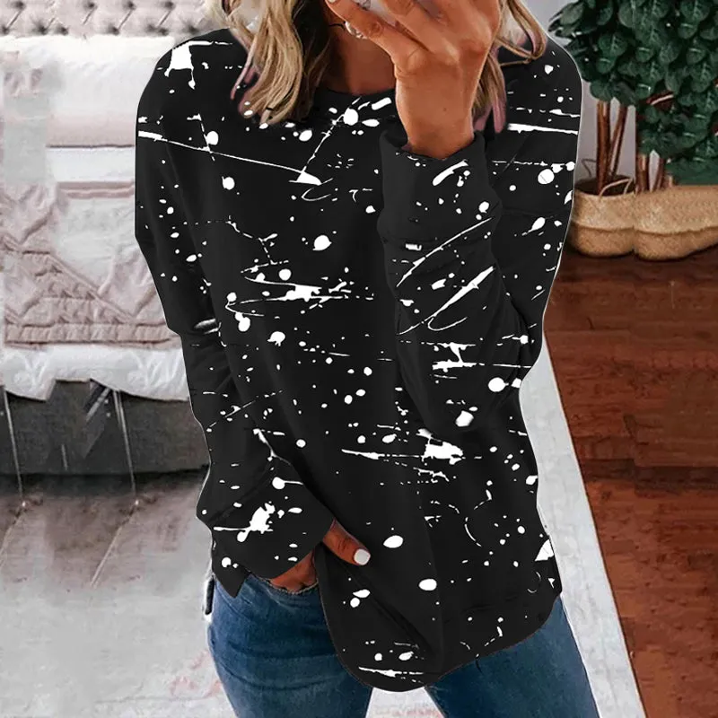 Graffiti printed loose sweater