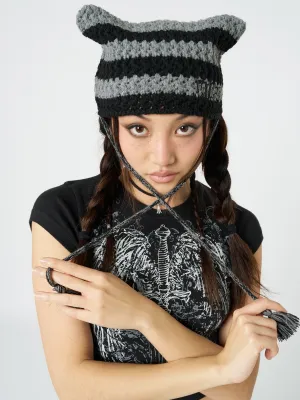 Greta Stripes Tie Knit Hat