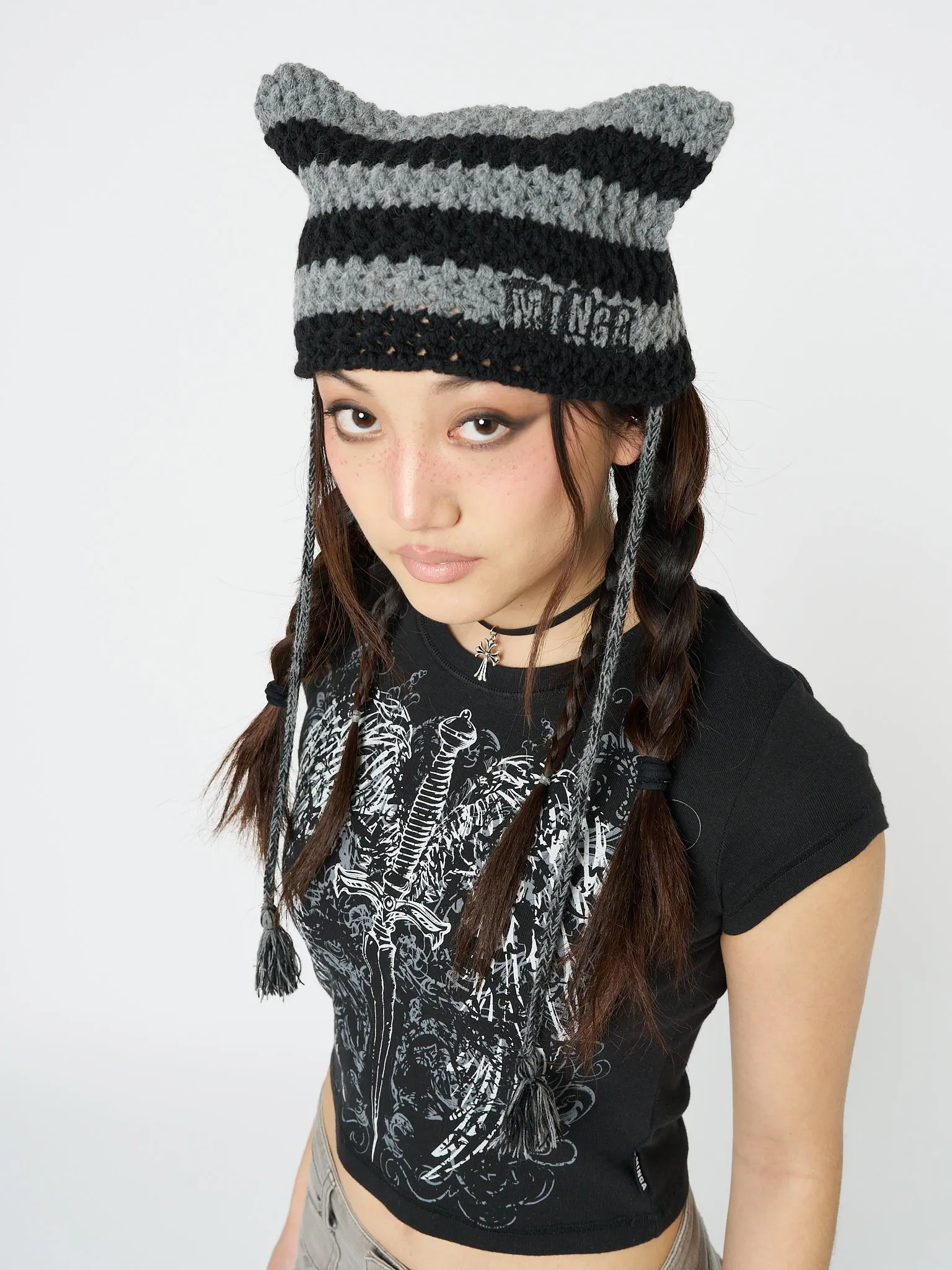 Greta Stripes Tie Knit Hat