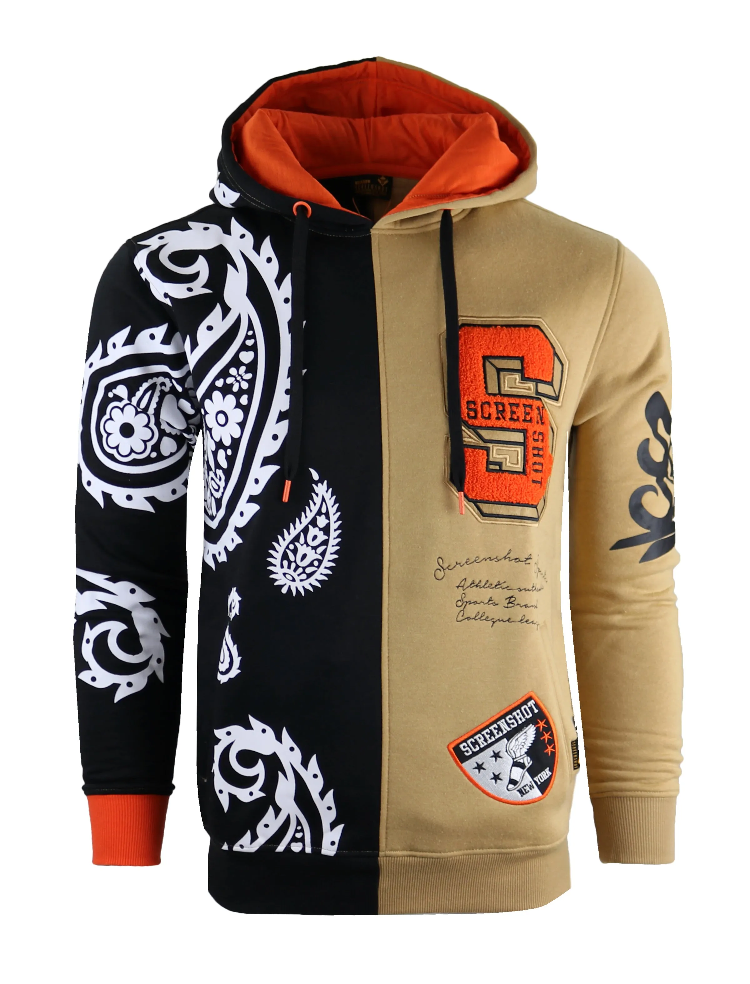 H11356 PAISLEY HALF AND HALF VARSITY HOODIE