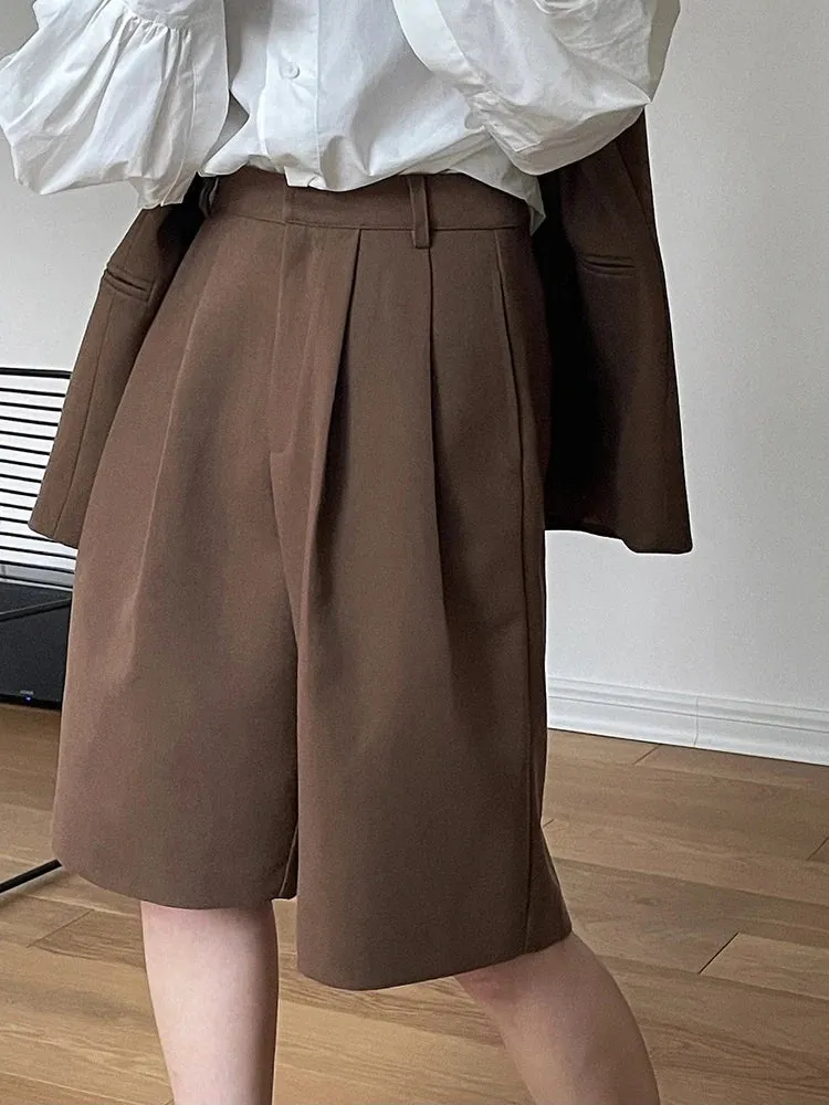 HEYFANCYSTYLE Korean Style Pleated Bermuda Shorts